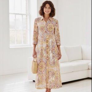 Zara Cotton Button Down Floral Maxi Shirtdress Small